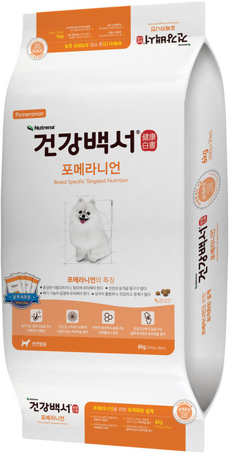 뉴트리나건강백서 강아지 기능성 사료, 포메라니안, 6kg, 1개