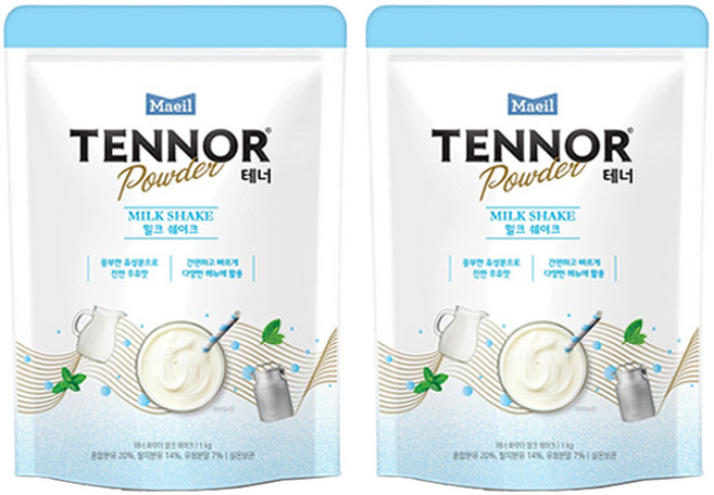 테너 밀크쉐이크 파우더, 1kg, 2개