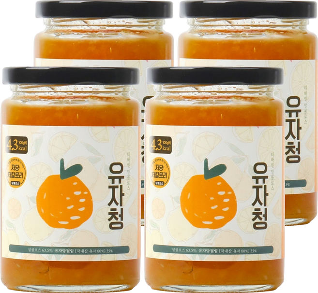티바인 고흥 저당 알룰로스 수제 유자청, 450g, 1개입, 4개