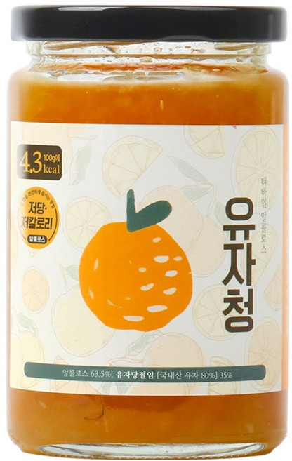 티바인 고흥 저당 알룰로스 수제 유자청, 450g, 1개입, 1개