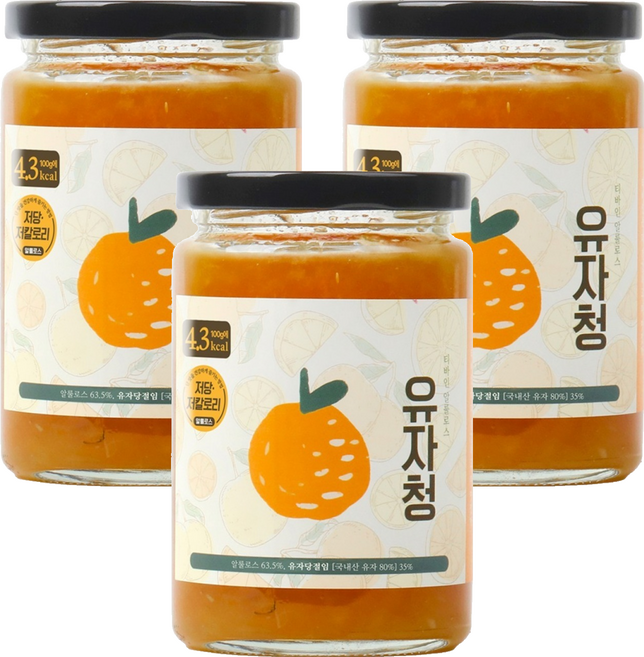 티바인 고흥 저당 알룰로스 수제 유자청, 450g, 1개입, 3개