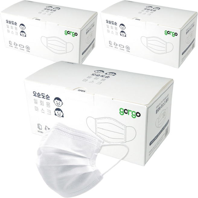고르고 오순도순 일회용 마스크 성인용, 50개입, 4개, 화이트