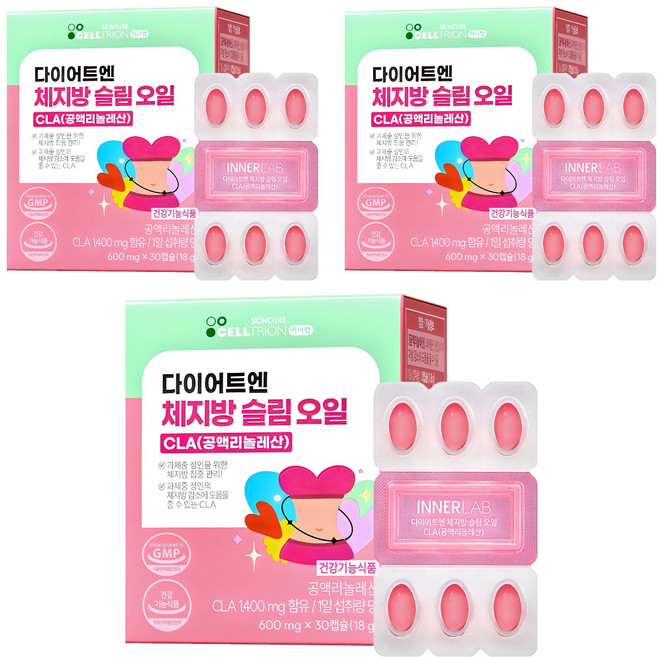 셀트리온 이너랩 다이어트엔 체지방 슬림 오일 CLA, 30정, 3개