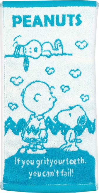 MORINO 摩力諾 SNOOPY 撞色緹花童巾 麻吉款 SN203 40 x 22cm, 藍白色, 1條