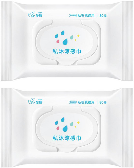 ICON 愛康 私沐涼感巾 無酒精 私密肌適用 80抽, 2包, 432g