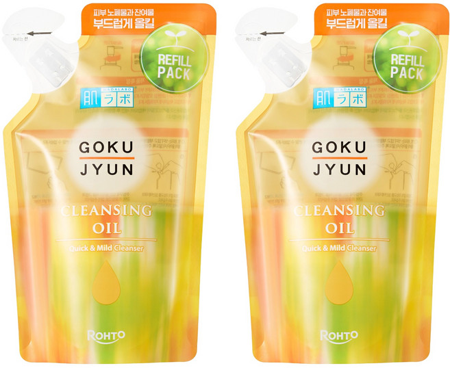 하다라보 고쿠쥰 클렌징 오일 리필팩, 180ml, 2개