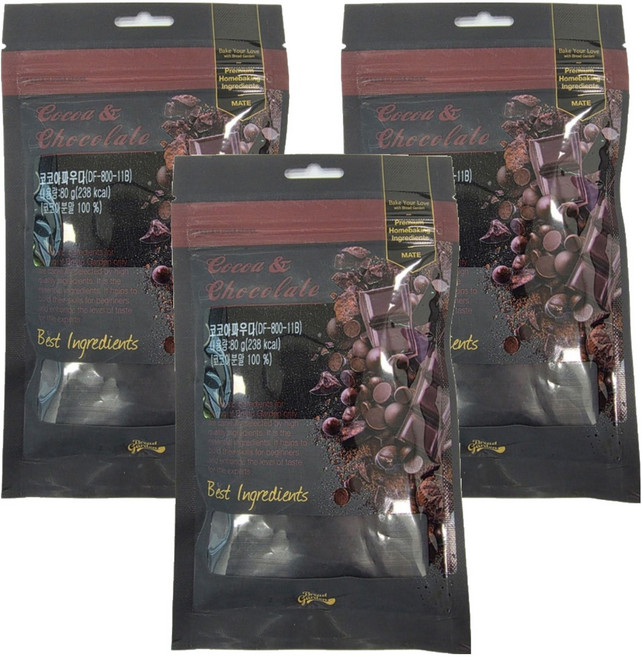 브레드가든 블랙 코코아 파우더, 80g, 3개