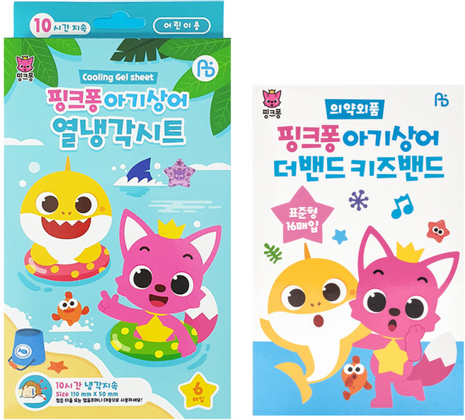 아텍스 핑크퐁 열냉각시트 2p x 3개입 + 키즈밴드 표준형 16p 세트, 1세트