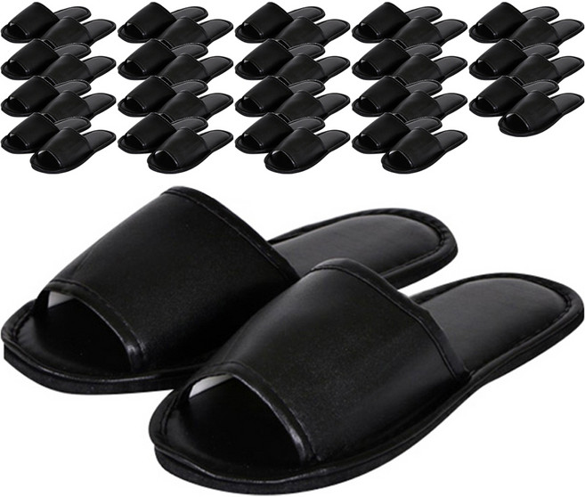 인조가죽 실내 슬리퍼, 검정, 20개