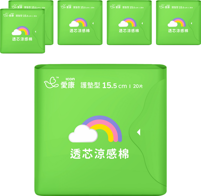 icon 愛康 透芯涼感衛生棉 護墊型, 15.5cm, 20片, 6包