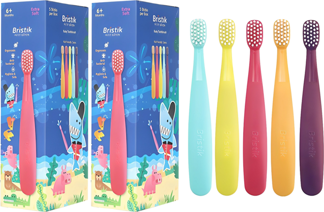 브리스틱 에르고 1단계 오리지널 유아 칫솔, 혼합색상, 5개입, 2세트