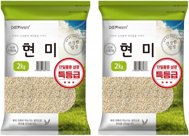 대구농산 건강한밥상 국산 특등급 현미, 2kg, 2개