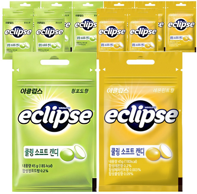이클립스 쿨링 소프트 캔디 청포도향 45g 6p + 레몬민트향 45g 6p, 1세트
