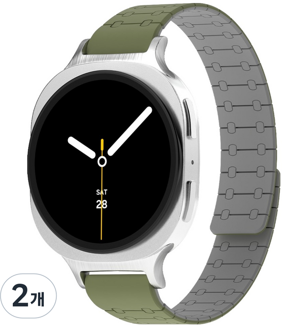 아이몰 갤럭시워치 초경량 에어핏 실리콘 마그네틱 스트랩, 카키그레이, 2개