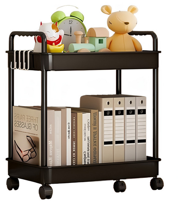 오코로 책상아래 이동식 트롤리, 블랙, 2단