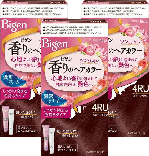 Bigen 美源 花果香快速染髮霜, 4RU紫棕色, 3盒