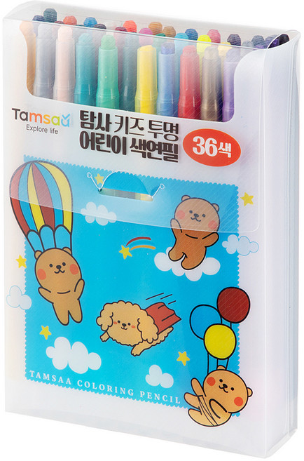 탐사 키즈 투명 어린이 색연필 36색, 1세트