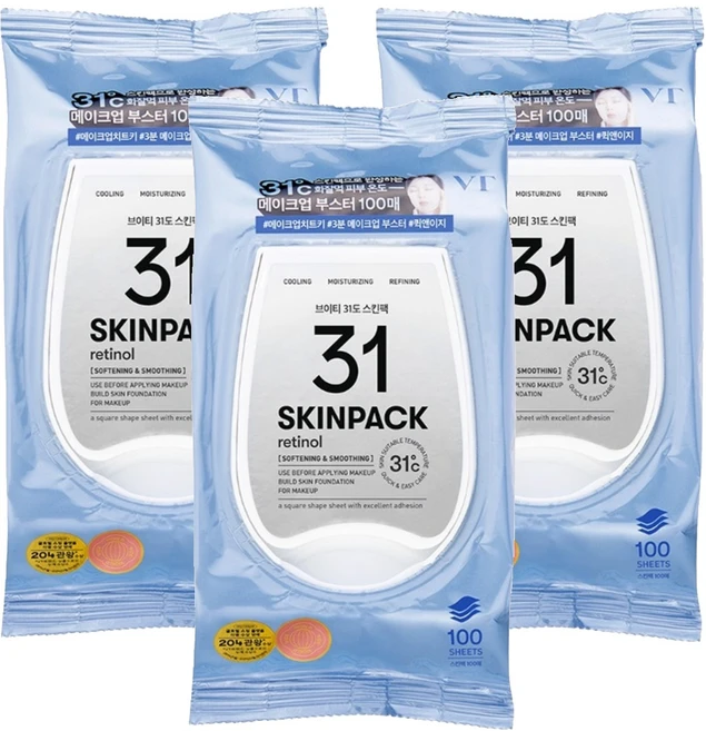 브이티코스메틱 스무스 31도 스킨팩, 100개입, 3개 - 쿠팡