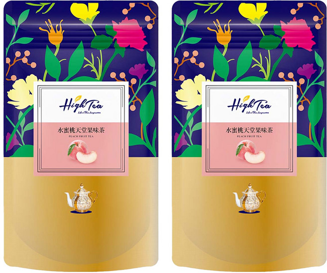 High Tea 伂橙 水蜜桃天堂果味茶 果香清甜順口 三角立體茶包 方便隨身攜帶, 2g, 20包, 2袋