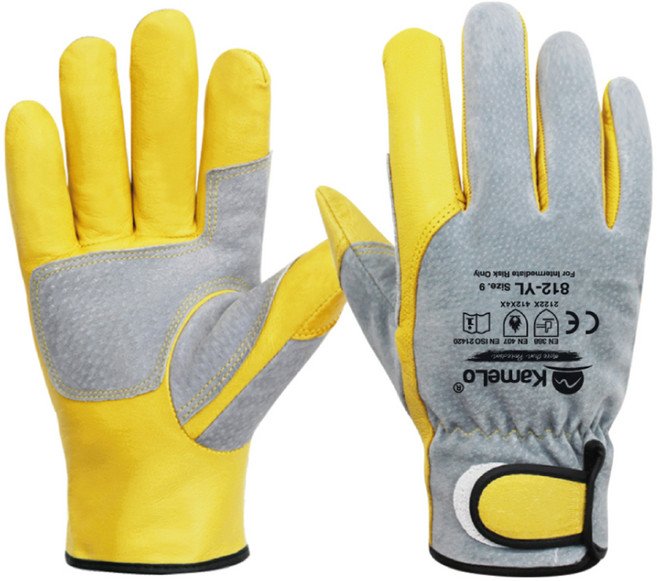 카멜로 알곤용접장갑 812-YL, 그레이 + 옐로우, 1세트