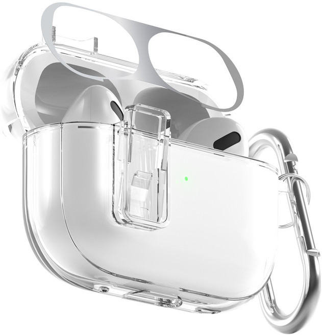 누아트 변색방지 락 범퍼 TPU 투명케이스 + 메탈 철가루 방지스티커, 투명, 1개, 에어팟 4세대
