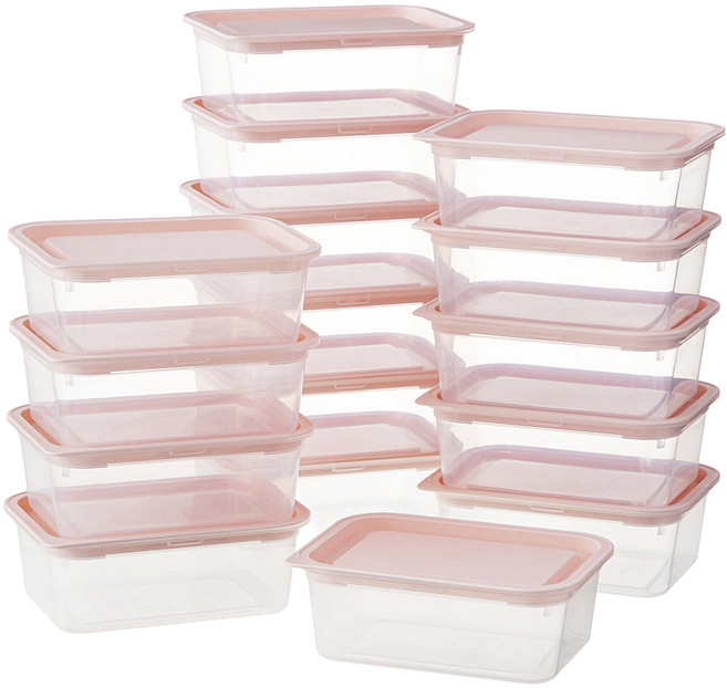 코멧 냉동밥 국용 전자레인지 사각 용기 핑크 400ml, 16개, 단품