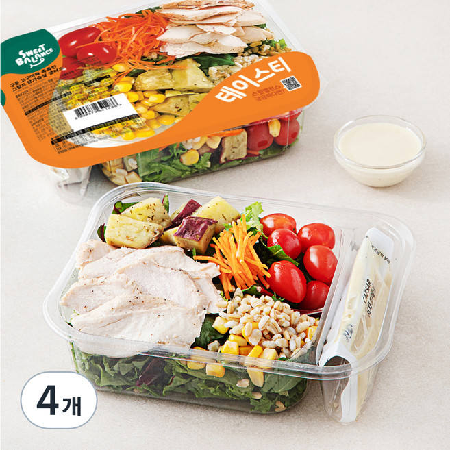 스윗밸런스 구운 고구마와 촉촉한 그릴드 닭가슴살 샐러드, 300g, 4개