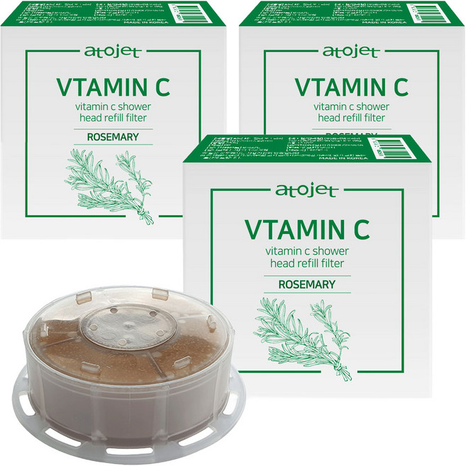 아토젯 비타민 샤워기 헤드필터, 3개, 로즈마리향