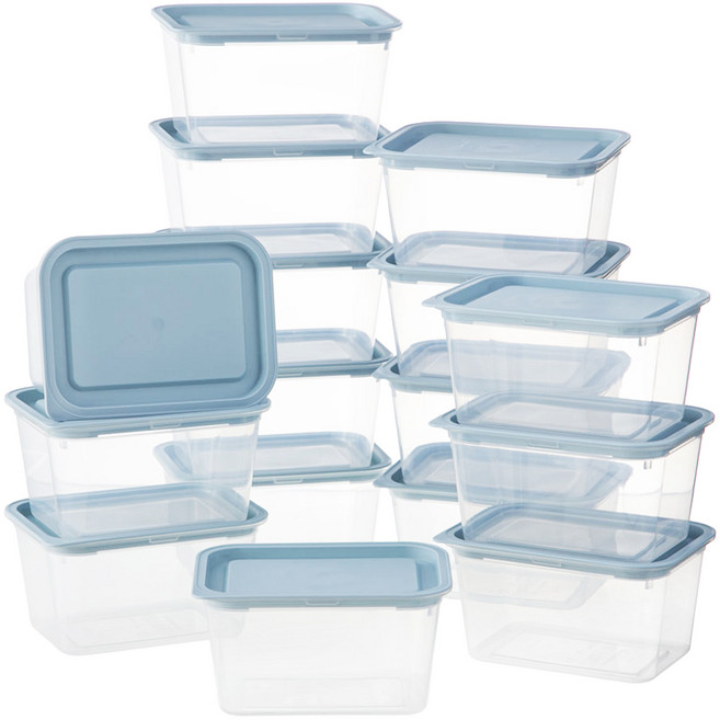코멧 냉동밥 국용 전자레인지 사각 용기 블루 600ml, 16개, 단품