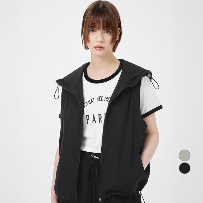 ELLE PARIS 여성용 집업 후드 윈드 베스트