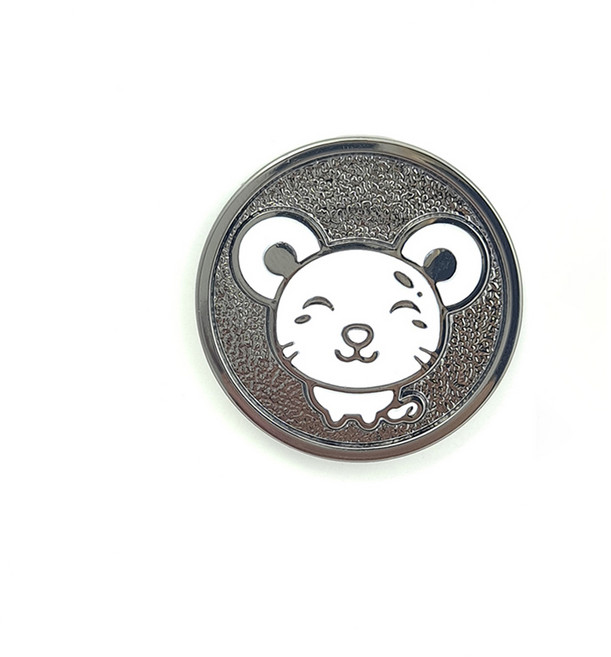 지봇골프 십이지신 써클칩 캐릭터 골프 볼마커, 자쥐 (블랙), 1개