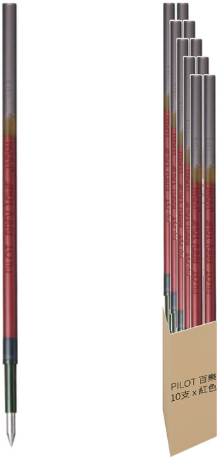 PILOT 百樂 輕油筆芯 0.3mm BRFV-10MF-R, 紅色, 10支