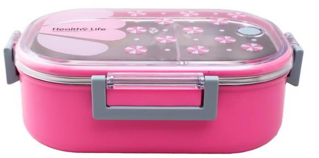 OMORY 304長形不鏽鋼分隔餐盒, 粉色, 1個