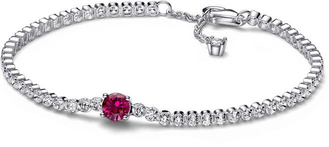 PANDORA 潘多拉 女款紅色閃耀圓形密鑲網球手鍊