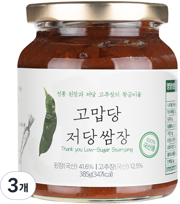 고맙당 저당 쌈장, 385g, 3개