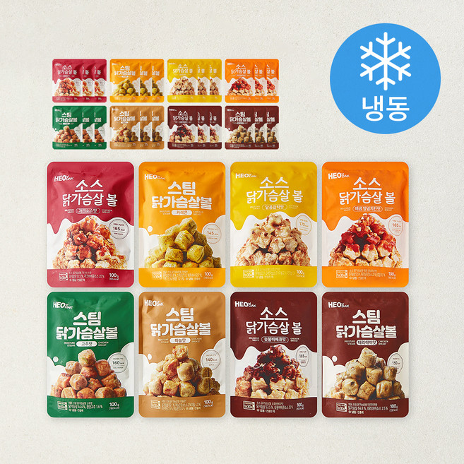 허닭 닭가슴살볼 100g x 4개입 x 8종 세트 (냉동), 1세트
