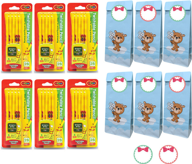 토루 샤프식 연필 2B심 6개 포장세트, 혼합색상, 1세트
