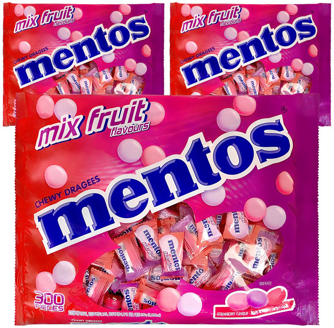 멘토스 어쏘티드 믹스 푸르티향 츄잉캔디, 810g, 3개