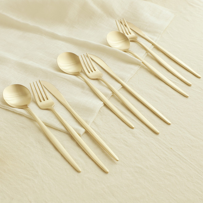 놋향 방짜유기 로얄 커트러리 세트 3인, 골드, 스푼 3p + 포크 3p + 나이프 3p, 3세트