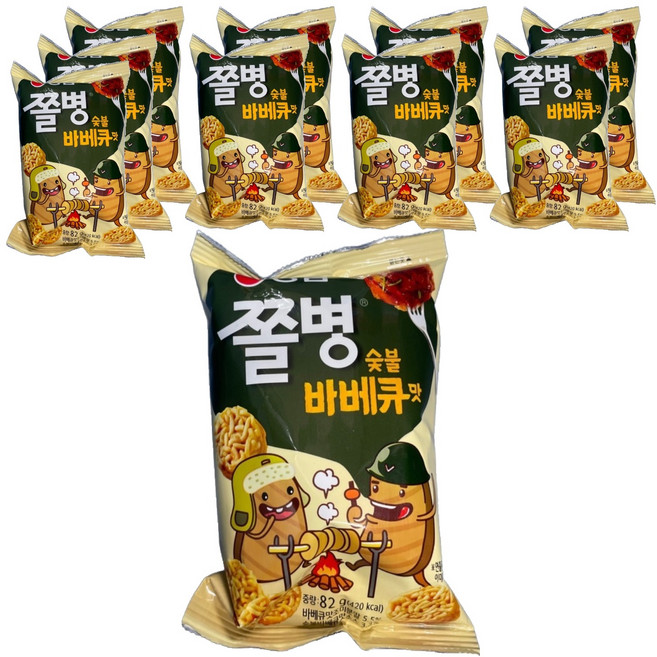 농심 쫄병스낵 숯불 바베큐맛, 90g, 10개