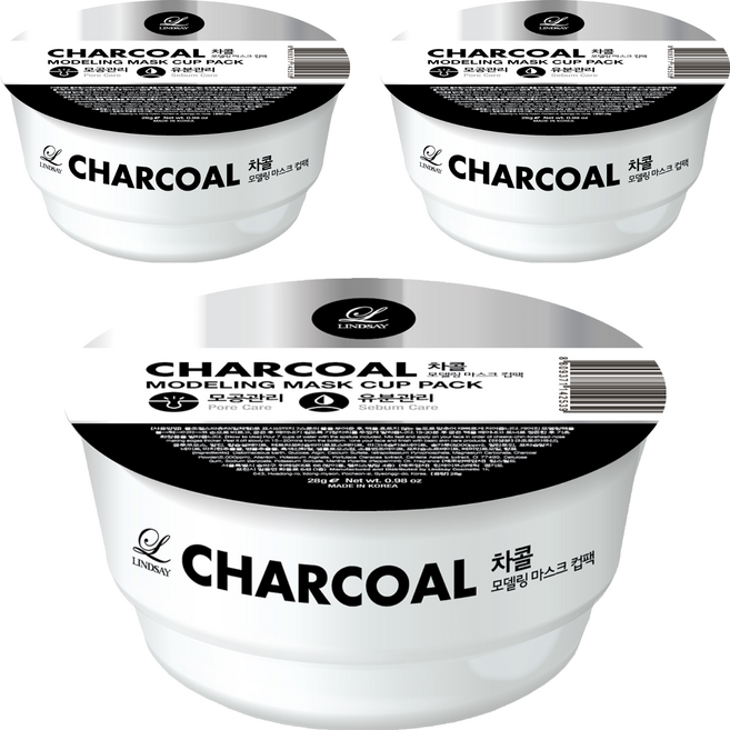 韓國 LINDSAY 台灣公司貨 杯裝軟膜粉 木炭 28g, 1入, 3個