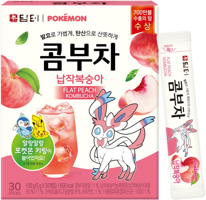 담터 포켓몬 콤부차 납작복숭아, 5g, 30개입, 1개