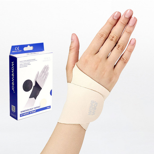 웨이브웨어 스포츠테이핑 손목보호대 H1, 1개, 베이지