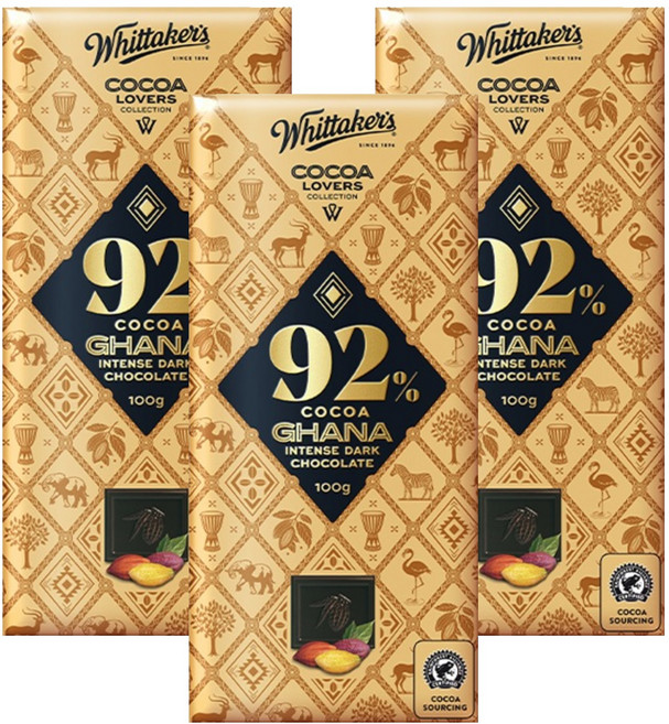 휘태커스 코코아 러버 92% 초콜릿, 100g, 3개