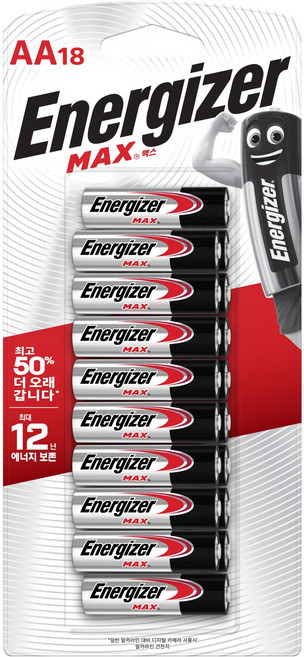 에너자이저 알카라인 맥스 AA 건전지, 18개입, 1개