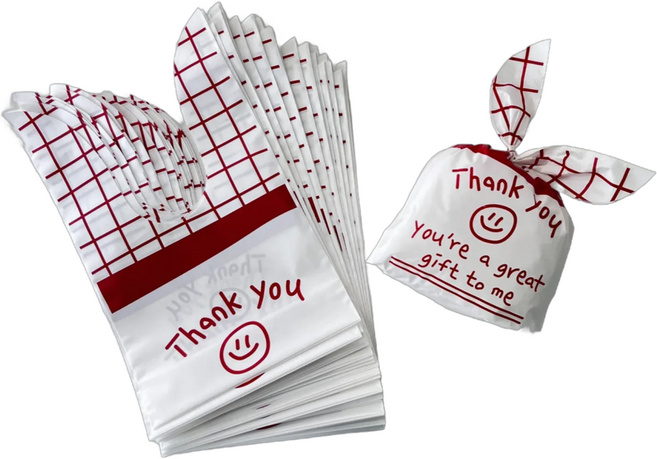 모디안 구디백 단체 포장 보자기형 선물 봉투 13.5 x 22 cm, 땡큐, 50개