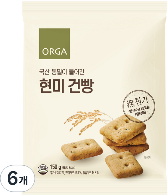 ORGA 糙米乾糧, 6個, 150g
