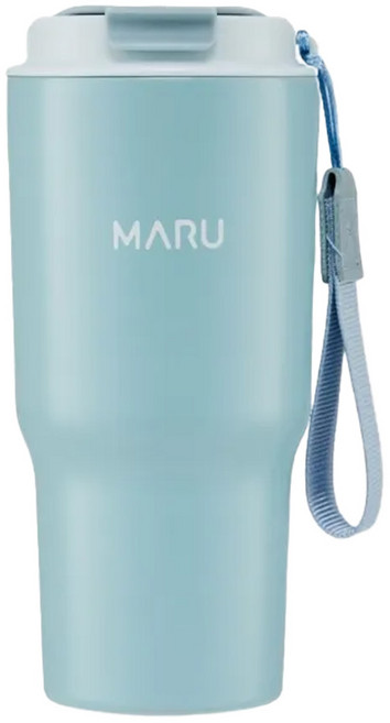 Maru 丸山製研 珈琲鈦瓷保溫杯 上開口直徑8.7cm 底座直徑6.5cm 本體18cm 上蓋8.7cm 287g, 暮光藍, 600ml, 1個