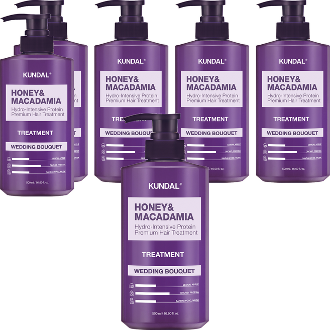 쿤달 허니 앤 마카다미아 헤어 트리트먼트 웨딩부케향, 500ml, 6개