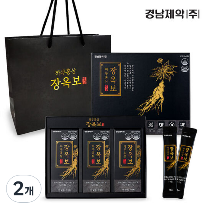 경남제약 하루 홍삼 장옥보 30p + 쇼핑백, 2개, 300g